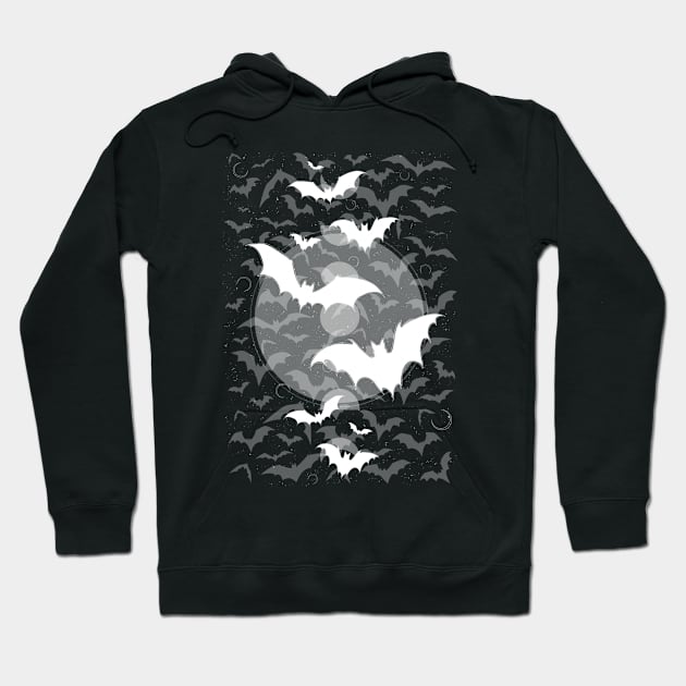 Flying Bats Attack, Goth Pattern, Halloween, bats, horror sticker, gothic design Hoodie by SSINAMOON COVEN